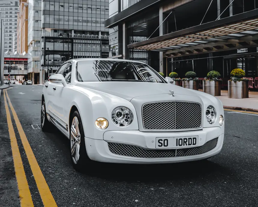Bentley Mulsanne corporate chauffeur car outside a London office building